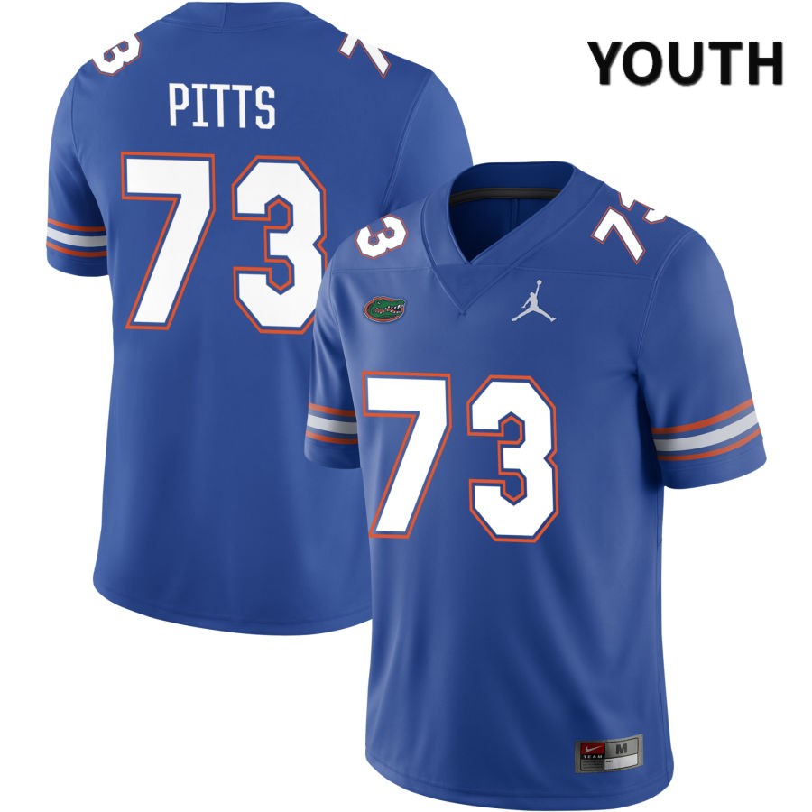 NCAA Florida Gators Mark Pitts Youth #73 Jordan Brand Royal 2022 NIL Stitched Authentic College Football Jersey GGJ5064XR